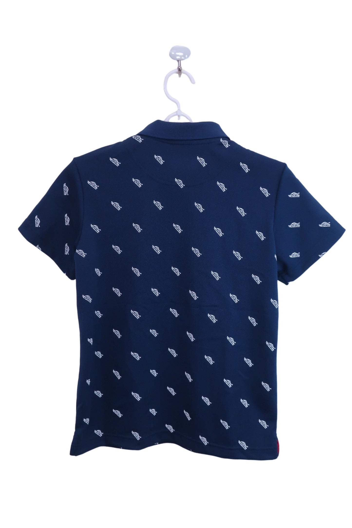 【美品】New Balance golf(ニューバランスゴルフ) ポロシャツ 紺ブランドロゴ総柄 レディース 2 ゴルフ用品 2406-0349 中古