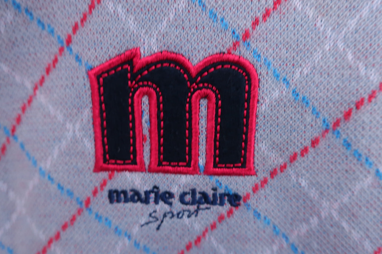 marie claire(マリ・クレール) ハーフジップシャツ グレー赤青白 レディース M N