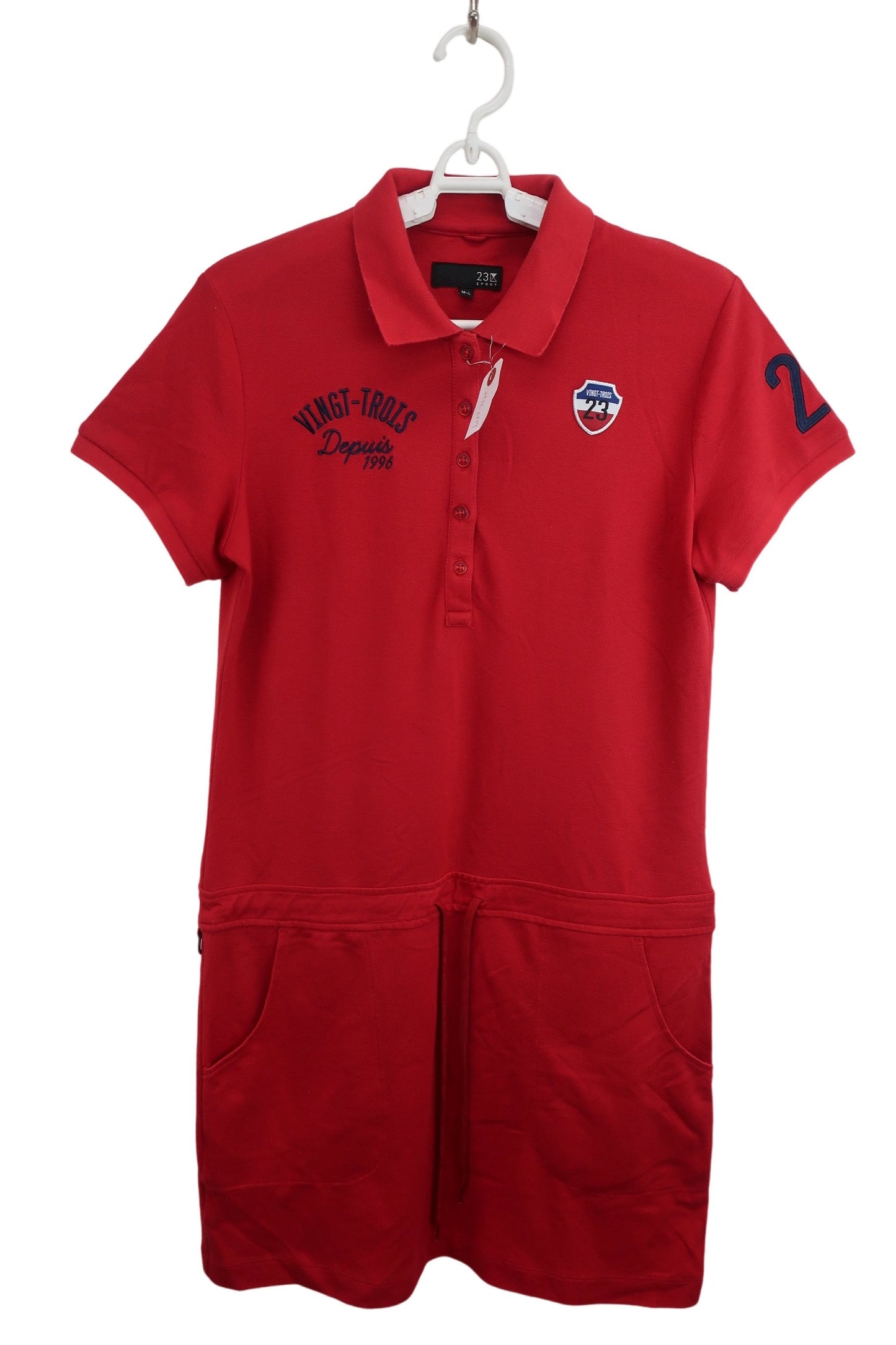 【美品】23区 GOLF(23区ゴルフ) ポロシャツワンピース 赤 レディース M~L ゴルフ用品 2406-0359 中古