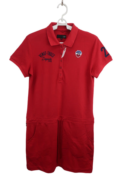 【美品】23区 GOLF(23区ゴルフ) ポロシャツワンピース 赤 レディース M~L ゴルフ用品 2406-0359 中古