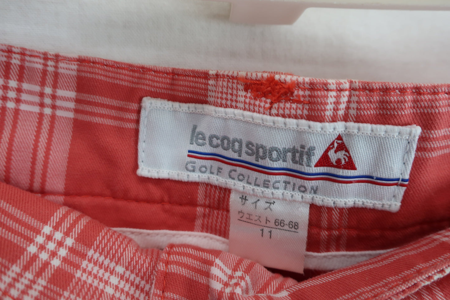 le coq sportif(ルコックスポルティフ) ハーフパンツ 朱色白チェック レディース 11 B