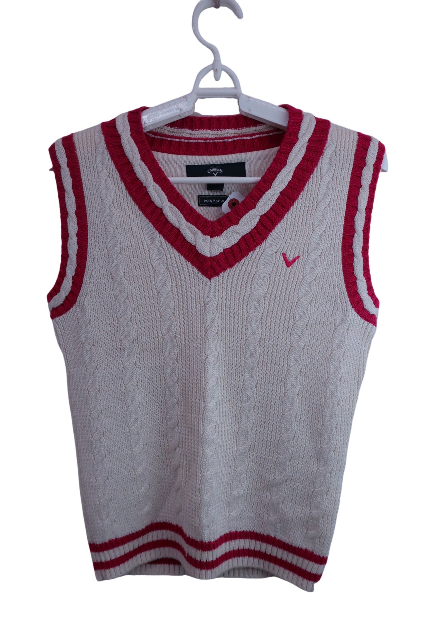【美品】Callaway(キャロウェイ) ベスト 白ピンク レディース M 245-LKX261821 ゴルフ用品 2406-0521 中古