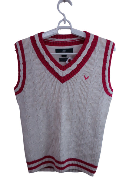 【美品】Callaway(キャロウェイ) ベスト 白ピンク レディース M 245-LKX261821 ゴルフ用品 2406-0521 中古