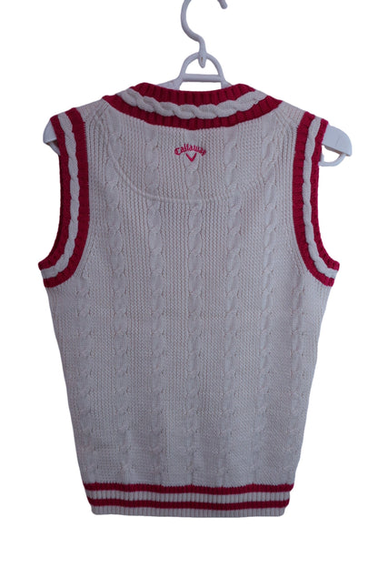 【美品】Callaway(キャロウェイ) ベスト 白ピンク レディース M 245-LKX261821 ゴルフ用品 2406-0521 中古