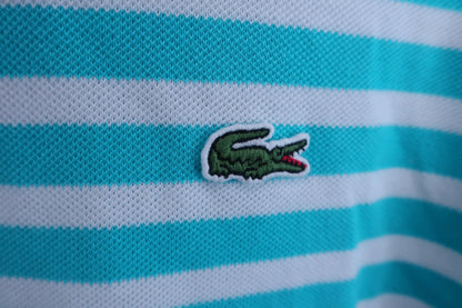 LACOSTE(ラコステ) ポロシャツ 白水色ボーダー メンズ 3 A