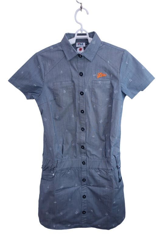 【美品】FILA GOLF(フィラゴルフ) シャツワンピース グレー レディース M ゴルフ用品 2407-0138 中古