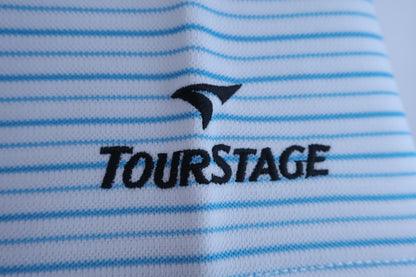 TOURSTAGE(ツアーステージ) ハーフジップシャツ 白水色ボーダー メンズ M A