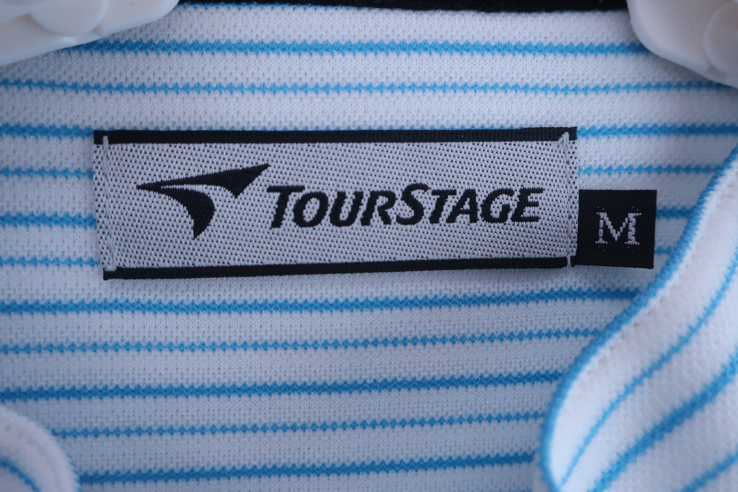 TOURSTAGE(ツアーステージ) ハーフジップシャツ 白水色ボーダー メンズ M A