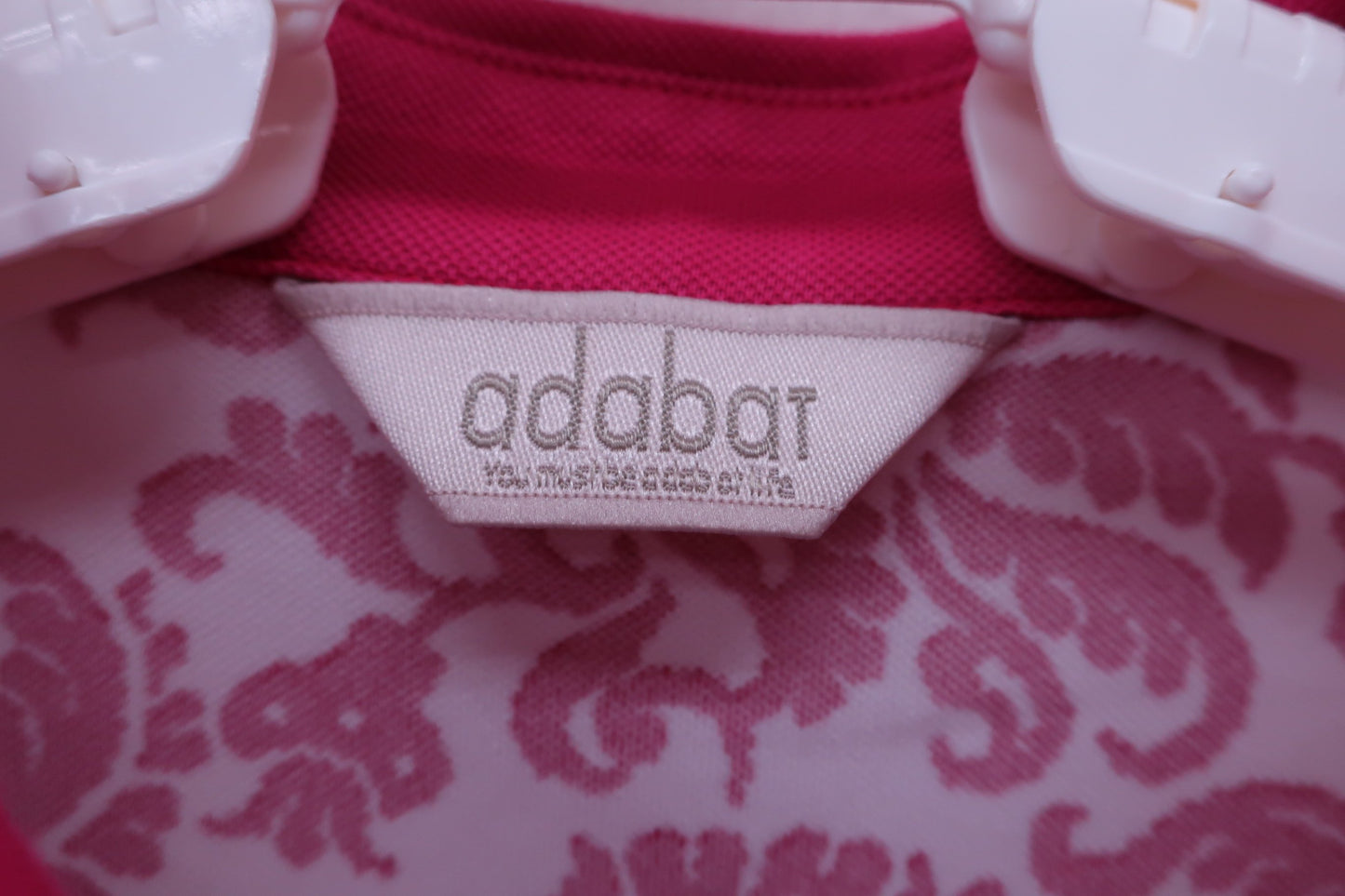 【美品】adabat(アダバット) ポロシャツ ピンク花柄 レディース 40 ゴルフ用品 2407-0412 中古