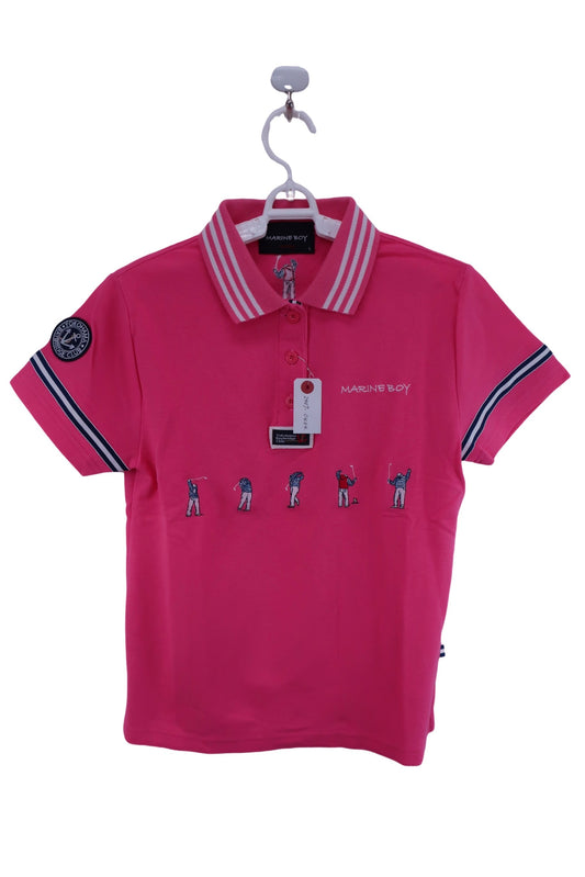 【美品】MARINE BOY ポロシャツ ピンク レディース L ゴルフ用品 2407-0464 中古