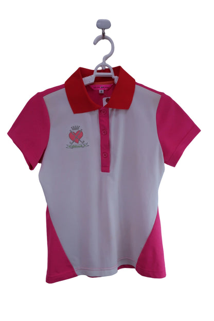 VIVA HEART(ビバハート) ポロシャツ 白ピンク レディース 40 ゴルフ用品 2407-0647 中古