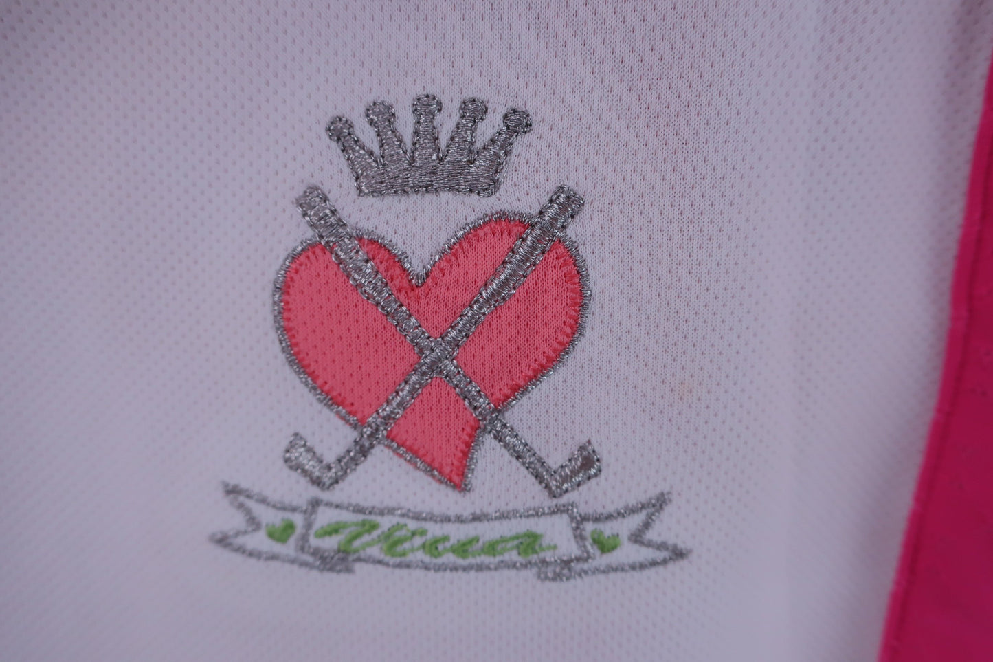VIVA HEART(ビバハート) ポロシャツ 白ピンク レディース 40 ゴルフ用品 2407-0647 中古