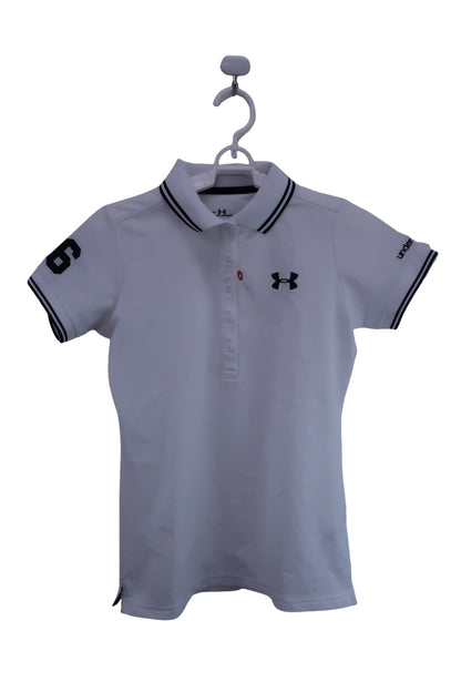 【美品】UNDER ARMOUR(アンダーアーマー) ポロシャツ 白 レディース SM ゴルフ用品 2408-0101 中古