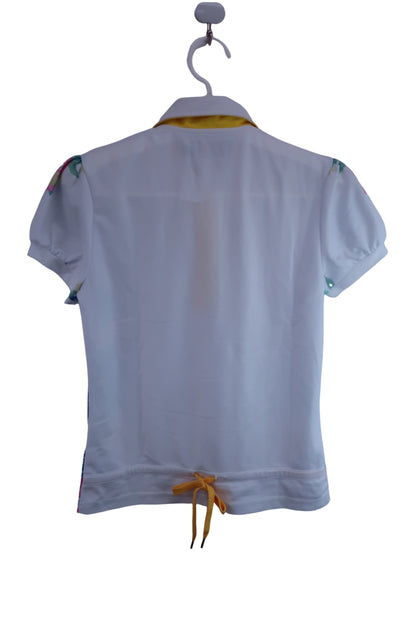 【美品】BLUE CRUSH(ブルークラッシュ) ポロシャツ 白花柄 レディース M ゴルフ用品 2408-0133 中古