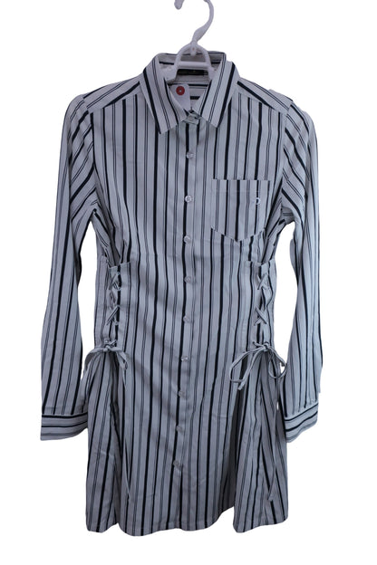 【美品】rienda suelta(リエンダスエルタ) シャツワンピース 白黒ストライプ レディース S ゴルフ用品 2408-0152 中古