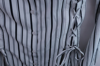 【美品】rienda suelta(リエンダスエルタ) シャツワンピース 白黒ストライプ レディース S ゴルフ用品 2408-0152 中古