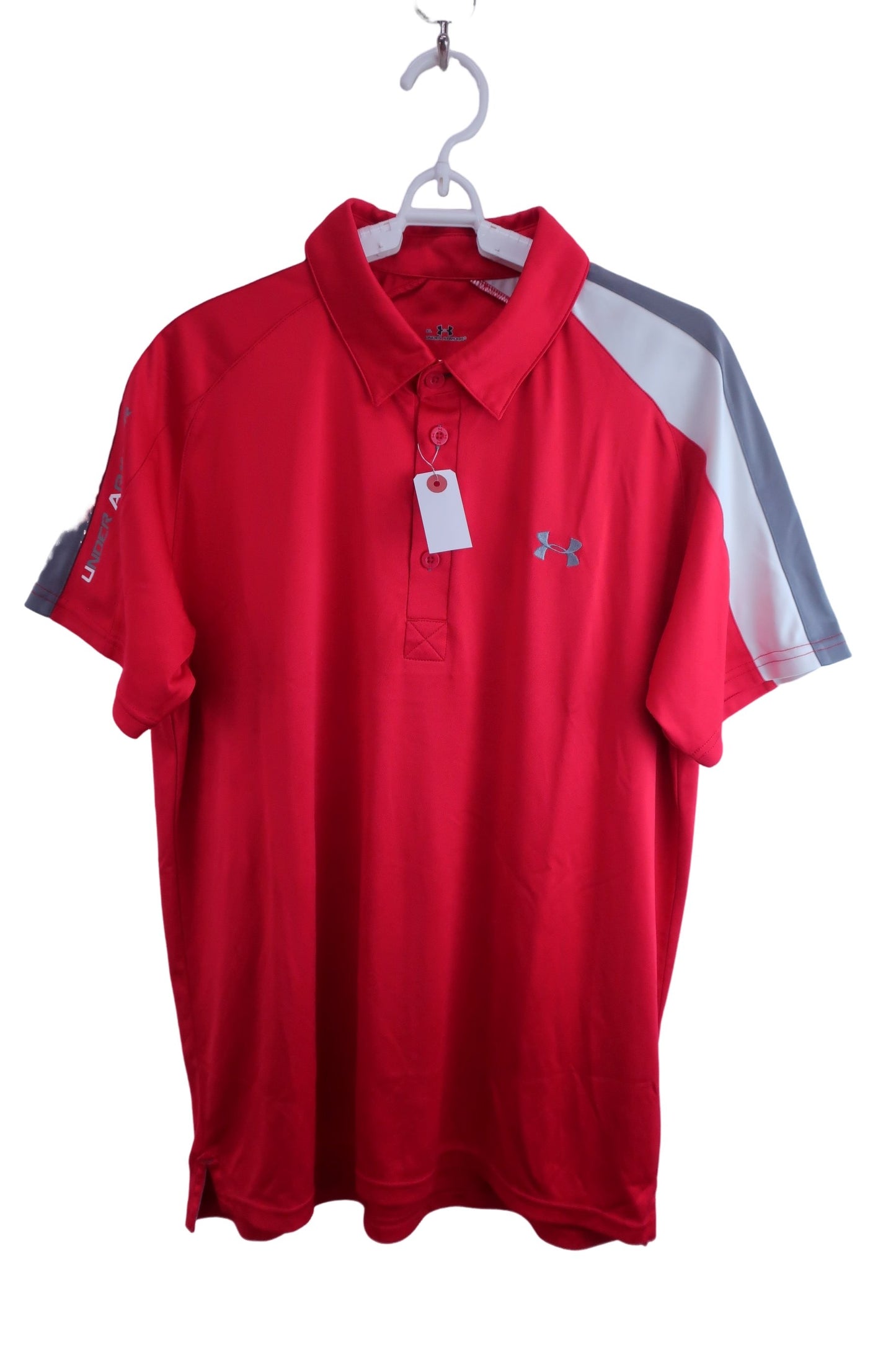 【美品】UNDER ARMOUR(アンダーアーマー) ポロシャツ 赤 メンズ XL ゴルフ用品 2408-0166 中古