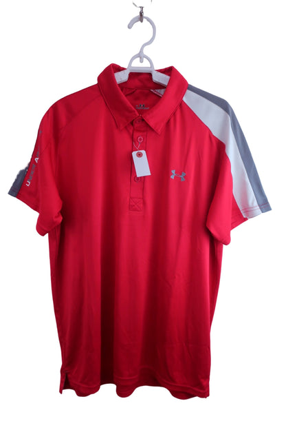 【美品】UNDER ARMOUR(アンダーアーマー) ポロシャツ 赤 メンズ XL ゴルフ用品 2408-0166 中古