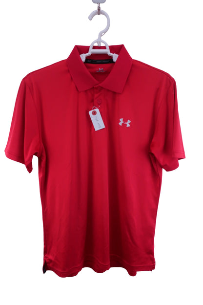【美品】UNDER ARMOUR(アンダーアーマー) ポロシャツ 赤 メンズ MD ゴルフ用品 2408-0208 中古