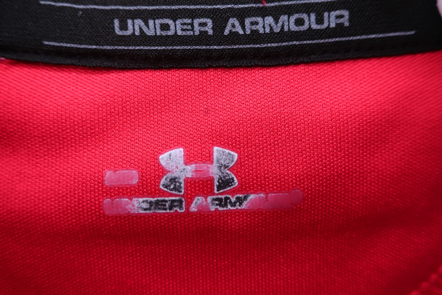 【美品】UNDER ARMOUR(アンダーアーマー) ポロシャツ 赤 メンズ MD ゴルフ用品 2408-0208 中古