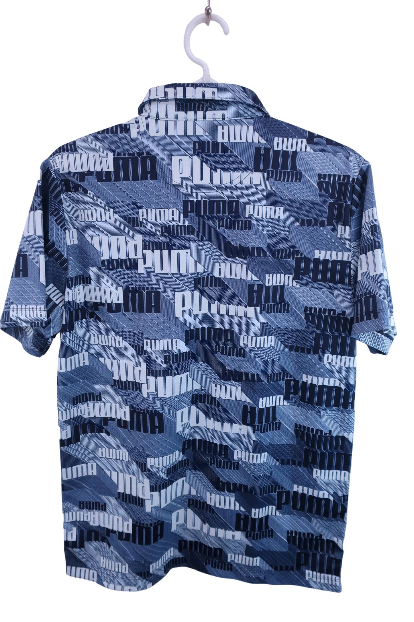 PUMA GOLF(プーマゴルフ) ポロシャツ ネイビーロゴ柄 メンズ M A