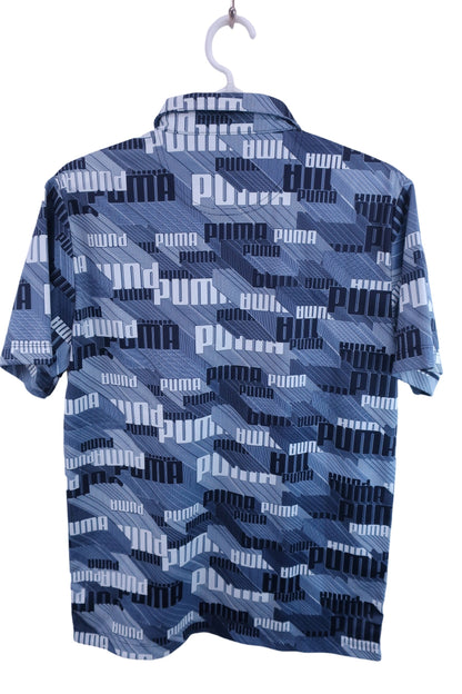 PUMA GOLF(プーマゴルフ) ポロシャツ ネイビーロゴ柄 メンズ M A