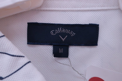 【美品】Callaway(キャロウェイ) ポロシャツ 白ネイビークラブ柄 メンズ M 241-0134414 ゴルフ用品 2408-0380 中古