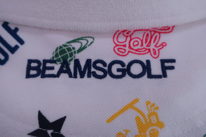 BEAMS GOLF(ビームスゴルフ) ポロシャツ 白総柄 レディース S A