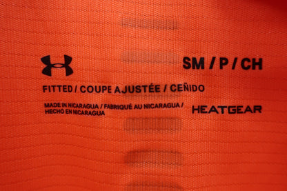 【美品】UNDER ARMOUR(アンダーアーマー) 長袖ハーフジップシャツ オレンジ メンズ SM ゴルフ用品 2408-0431 中古