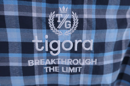 【美品】TIGORA(ティゴラ) ポロシャツ 青黒チェック レディース XL ゴルフ用品 2409-0062 中古