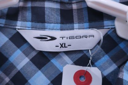 【美品】TIGORA(ティゴラ) ポロシャツ 青黒チェック レディース XL ゴルフ用品 2409-0062 中古