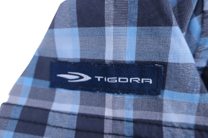 【美品】TIGORA(ティゴラ) ポロシャツ 青黒チェック レディース XL ゴルフ用品 2409-0062 中古