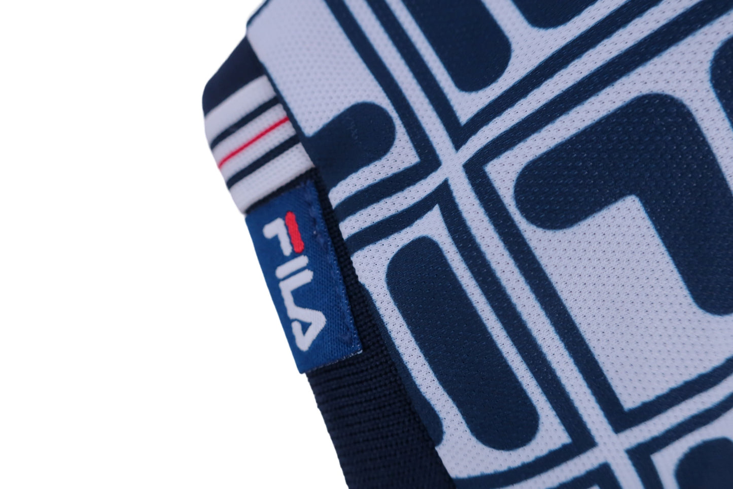 FILA GOLF(フィラゴルフ) ポロシャツ 白紺ブランドロゴ総柄 レディース LL A