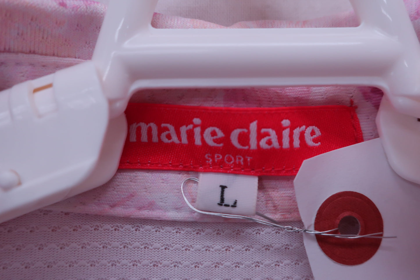 【美品】marie claire(マリ・クレール) ポロシャツワンピース ピンク花柄 レディース L ゴルフ用品 2409-0238 中古
