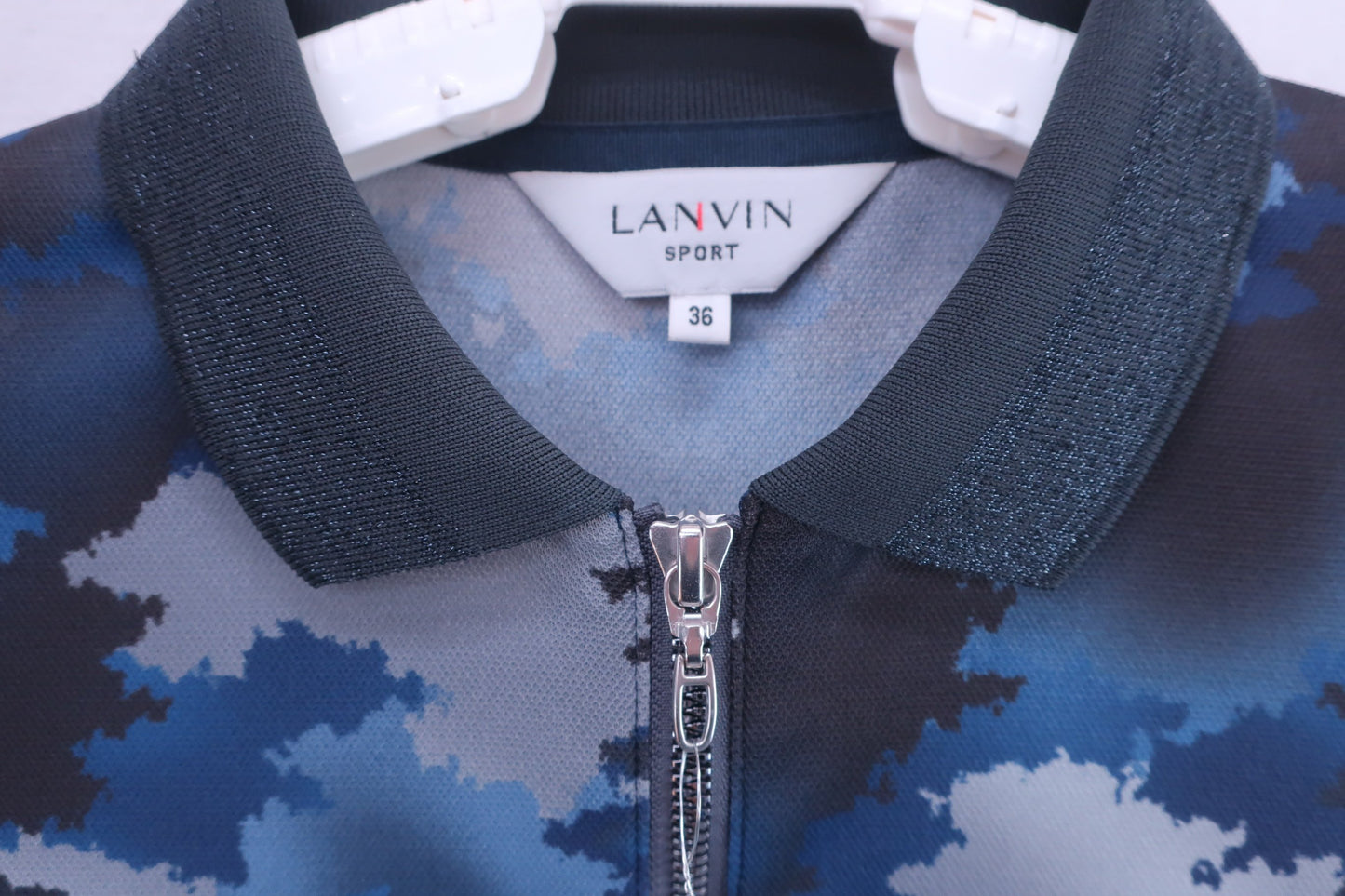 LANVIN SPORT(ランバンスポーツ) ジップアップシャツ 青カモフラ柄 レディース 36 A-3