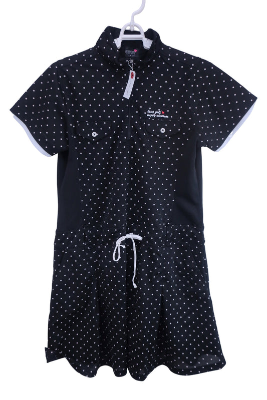 OPST(オプスト) ジップアップシャツワンピース 黒白水玉 レディース M A-1