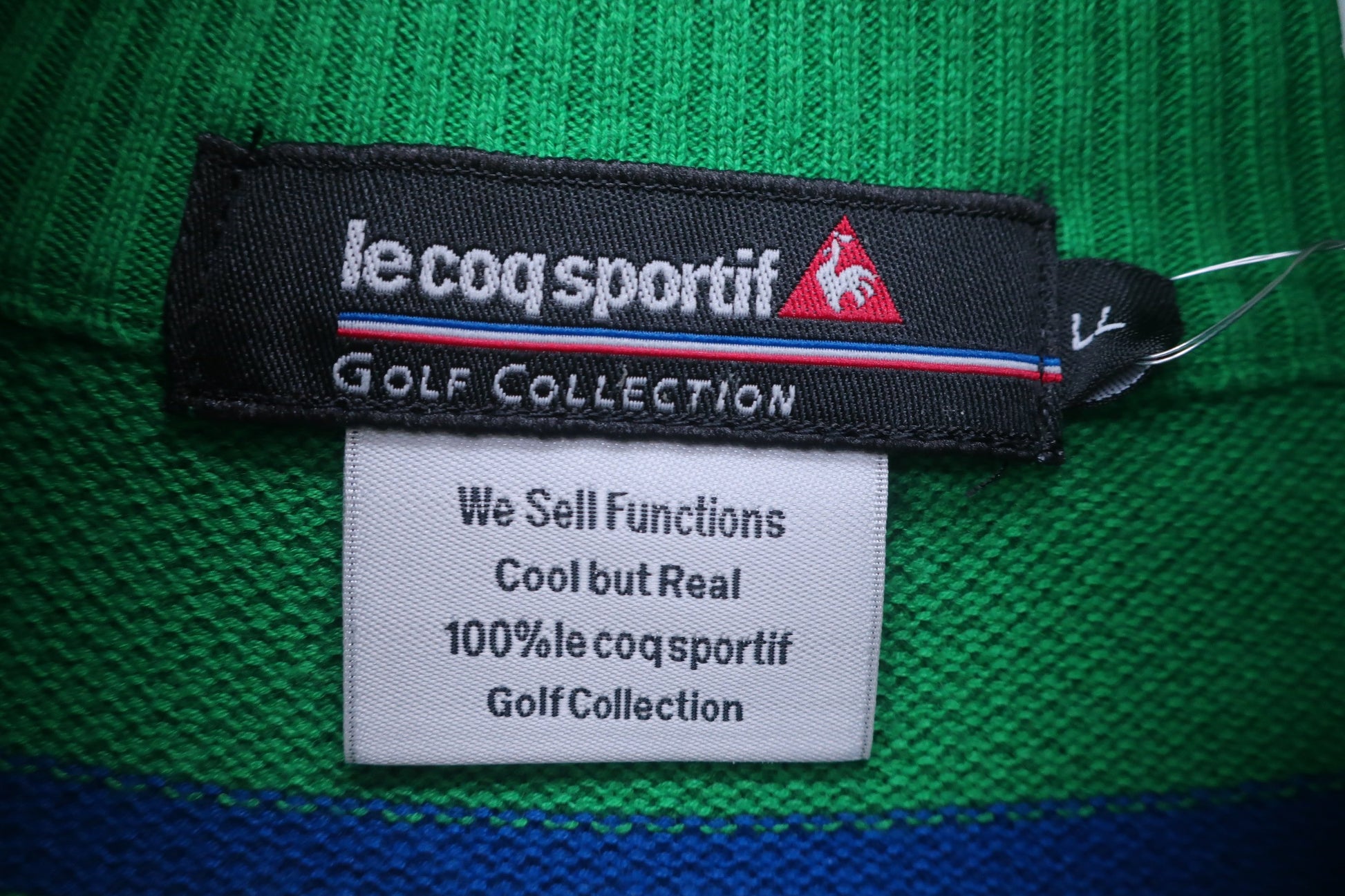 le coq sportif(ルコックスポルティフ) ハーフジップセーター 緑青ボーダー メンズ LL A-4
