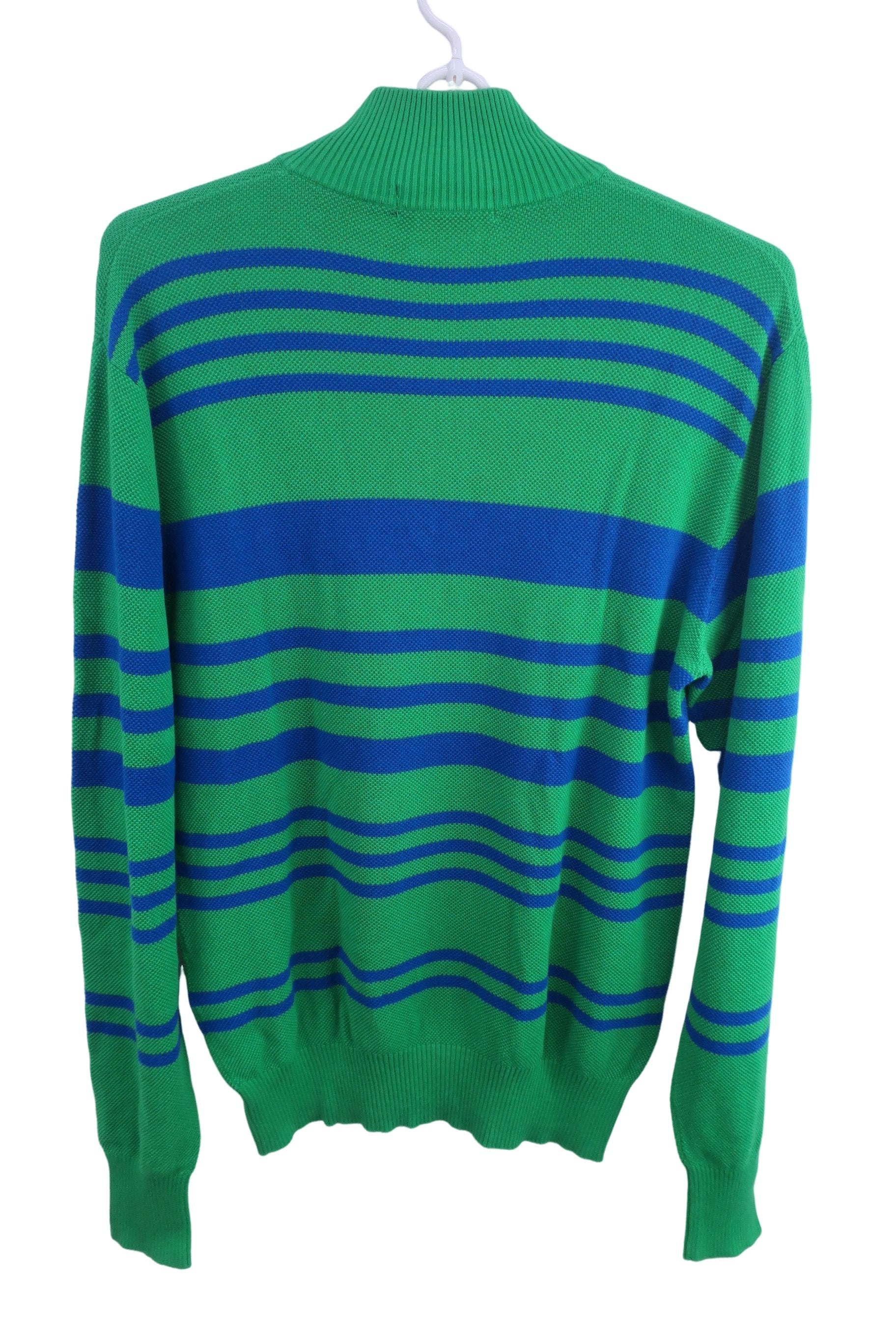 le coq sportif(ルコックスポルティフ) ハーフジップセーター 緑青ボーダー メンズ LL A-5