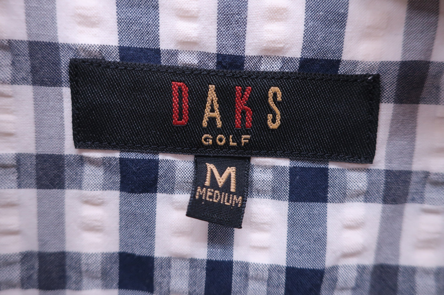 DAKS GOLF(ダックスゴルフ) ポロシャツ 白青グレーチェック メンズ M A-3