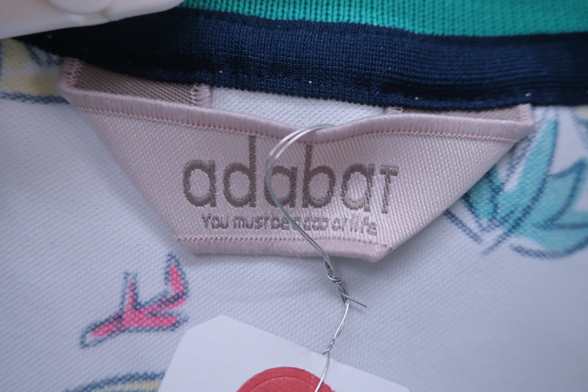 adabat(アダバット) ポロシャツ 白緑総柄 レディース 38 A-3