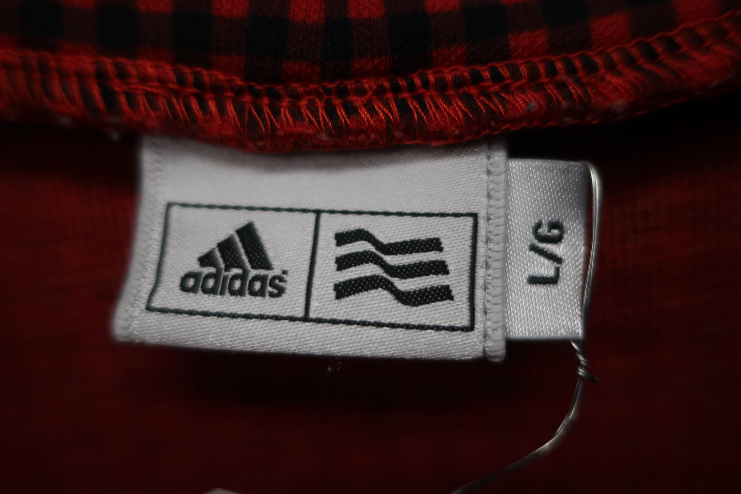 adidas(アディダス) 長袖モックネックシャツ 赤チェック メンズ LG A-2