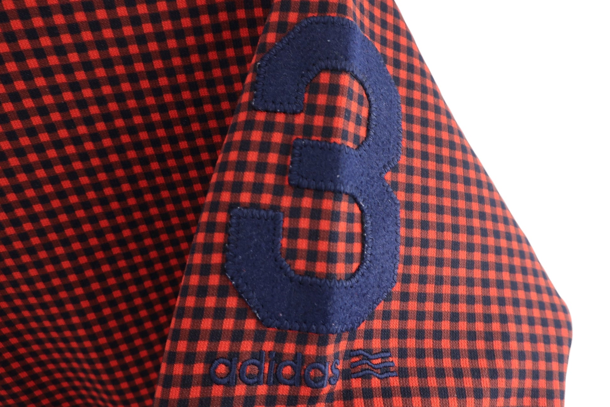 adidas(アディダス) 長袖モックネックシャツ 赤チェック メンズ LG A-3