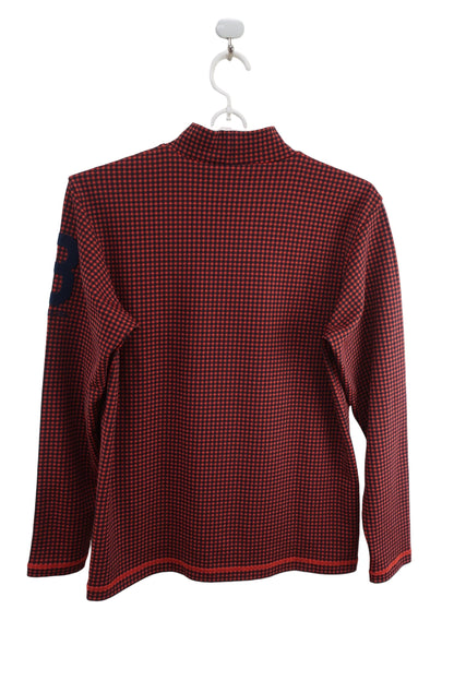 adidas(アディダス) 長袖モックネックシャツ 赤チェック メンズ LG A-4