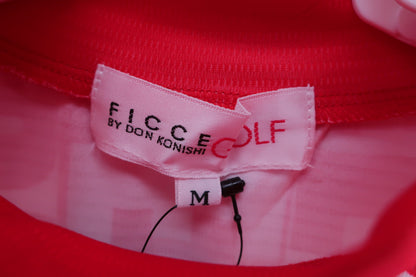 FICCE GOLF(フィッツェゴルフ) 半袖モックネックシャツ 赤白ロゴ柄 レディース M N-3