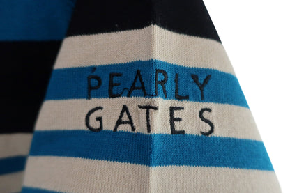 PEARLY GATES(パーリーゲイツ) 長袖薄手ハイネックセーター 黒青ベージュボーダー メンズ 4 053-274007 A-3