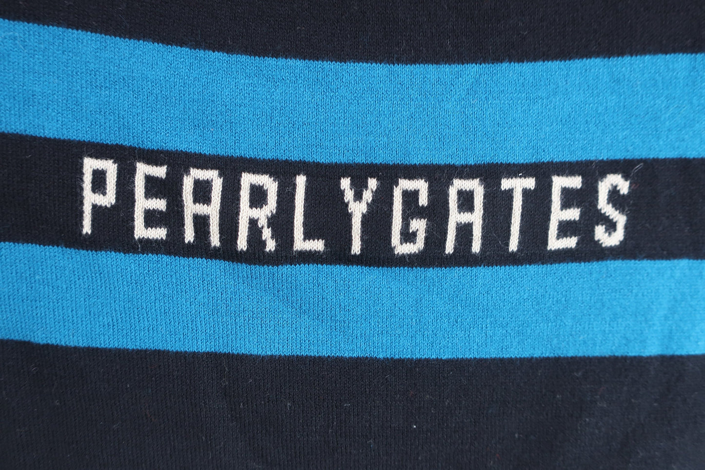 PEARLY GATES(パーリーゲイツ) 長袖薄手ハイネックセーター 黒青ベージュボーダー メンズ 4 053-274007 A-5