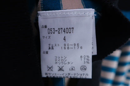 PEARLY GATES(パーリーゲイツ) 長袖薄手ハイネックセーター 黒青ベージュボーダー メンズ 4 053-274007 A-6
