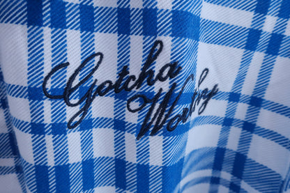 GOTCHA GOLF(ゴッチャゴルフ) ポロシャツ 白青チェック メンズ XXL B-2