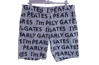 PEARLY GATES ハーフパンツ 白ネイビー文字柄 メンズ 6 053-9132305 B-1