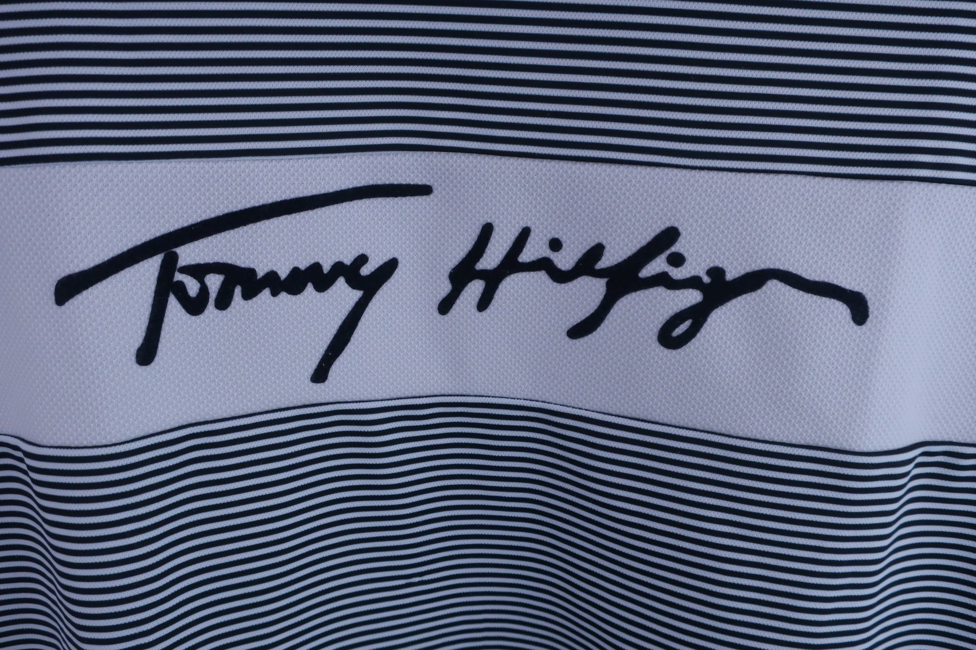 TOMMY HILFIGER GOLF(トミーヒルフィガーゴルフ) 半袖モックネックシャツ 白黒ボーダー レディース LL S-2